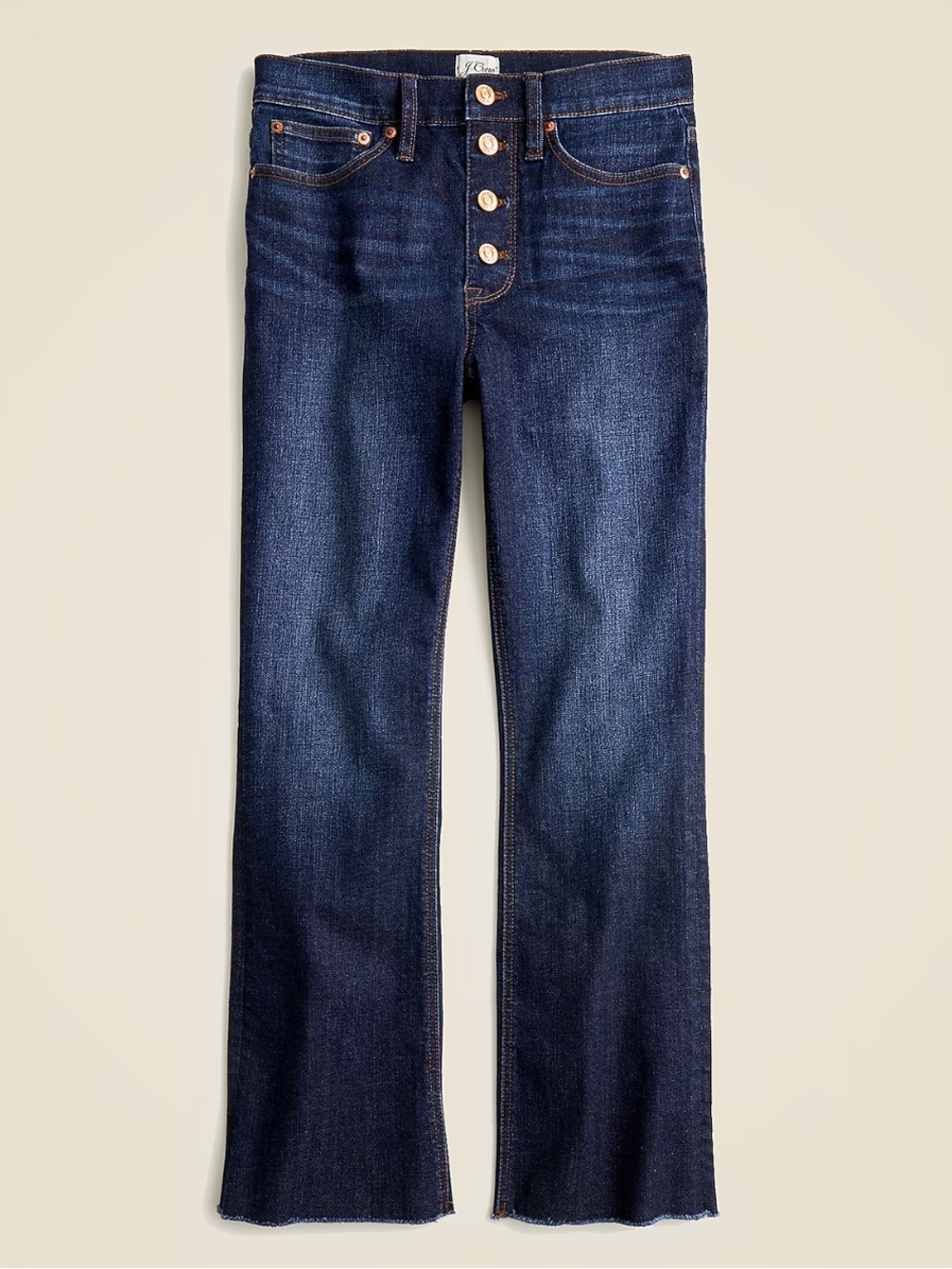 J.Crew Denim Billie Demi Boot Crop Dark Wash Raw Hem Button Fly Classic Jeans